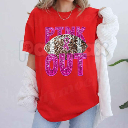 Pink Ribbon Football Breast Cancer Awareness T-Shirt – Women's Summer Graphic Tee
