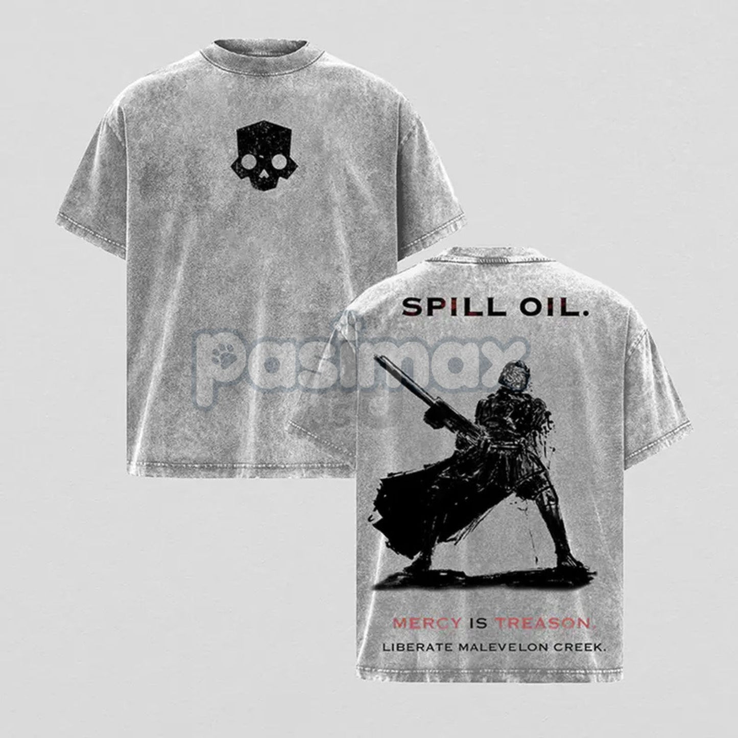 Helldivers 2 Oversized Washed Hoodie & Tee Set – Double-Sided Print Streetwear, Unisex Gaming Apparel