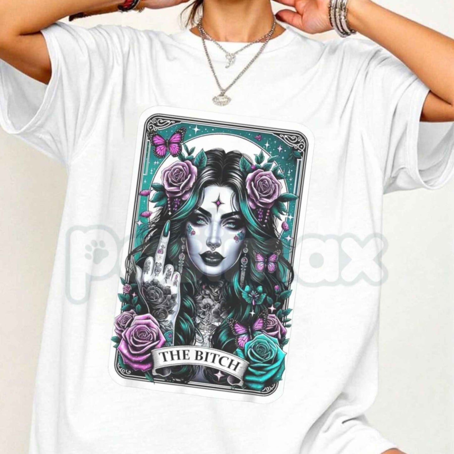 The Bitch Gothic Tarot Card T-Shirt – Funny Middle Finger Unisex Cotton Graphic Tee