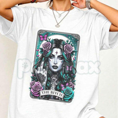 The Bitch Gothic Tarot Card T-Shirt – Funny Middle Finger Unisex Cotton Graphic Tee