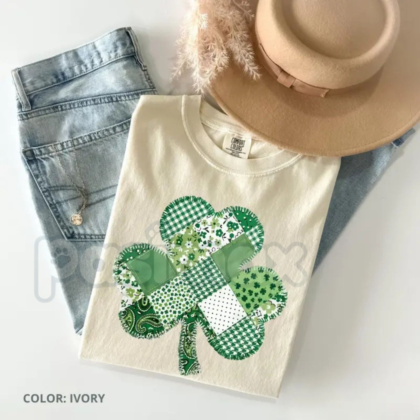 Comfort Colors® All-Over Shamrock Printed T-Shirt – Groovy Retro St. Patrick’s Day Tee, Multi-Clover Graphic Shirt, Aesthetic Green Luck Streetwear