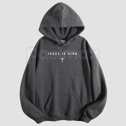 Jesus Is King Cross Graphic Hoodie – Faith-Based Christian Apparel, Religious Statement Pullover, Unisex