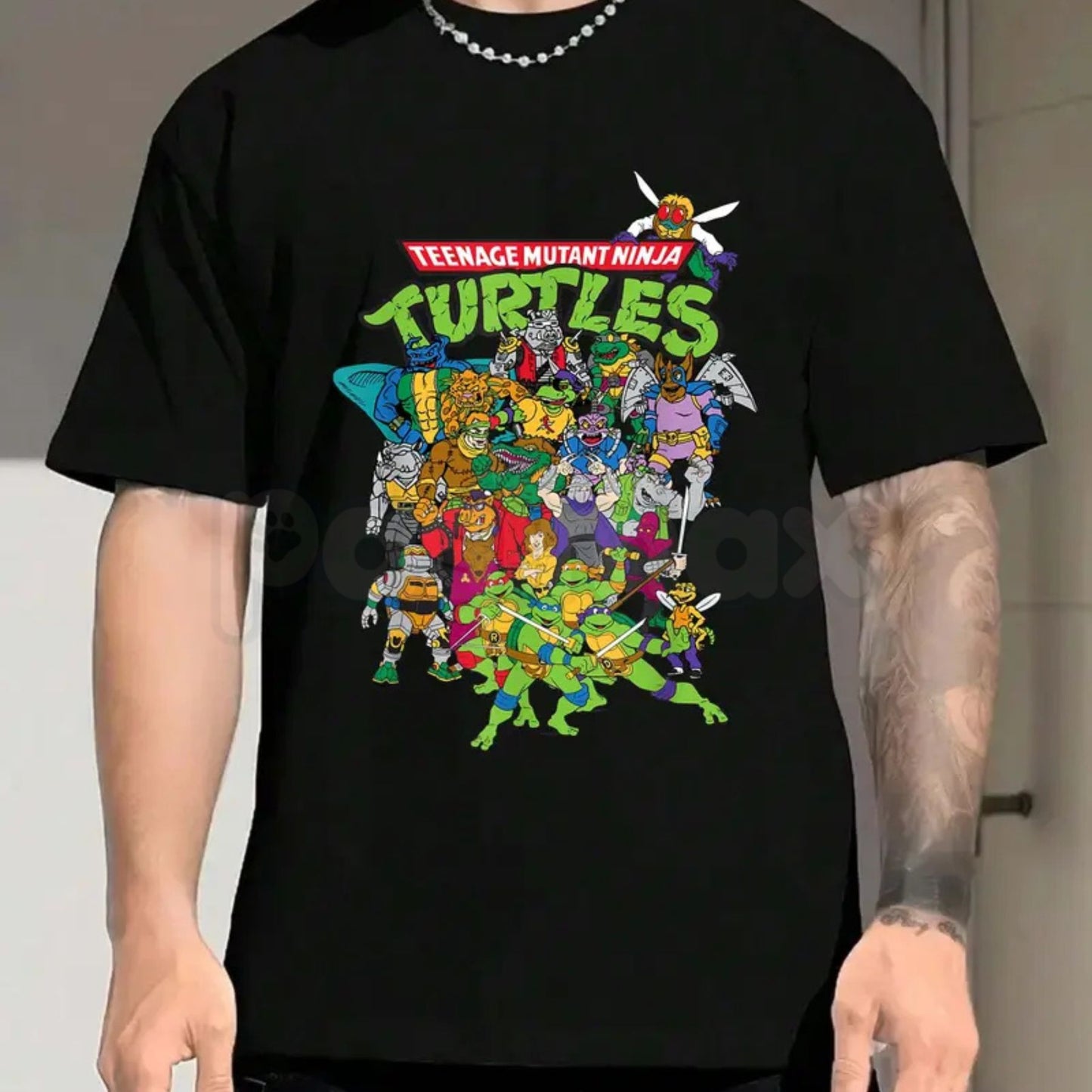TMNT "Large Character Group" T-Shirt – Classic Teenage Mutant Ninja Turtles Graphic Tee, Premium 100% Cotton Retro 80s Cartoon Top, Soft Lived-In Heavyweight Ninja Turtle Shirt, Made in USA
