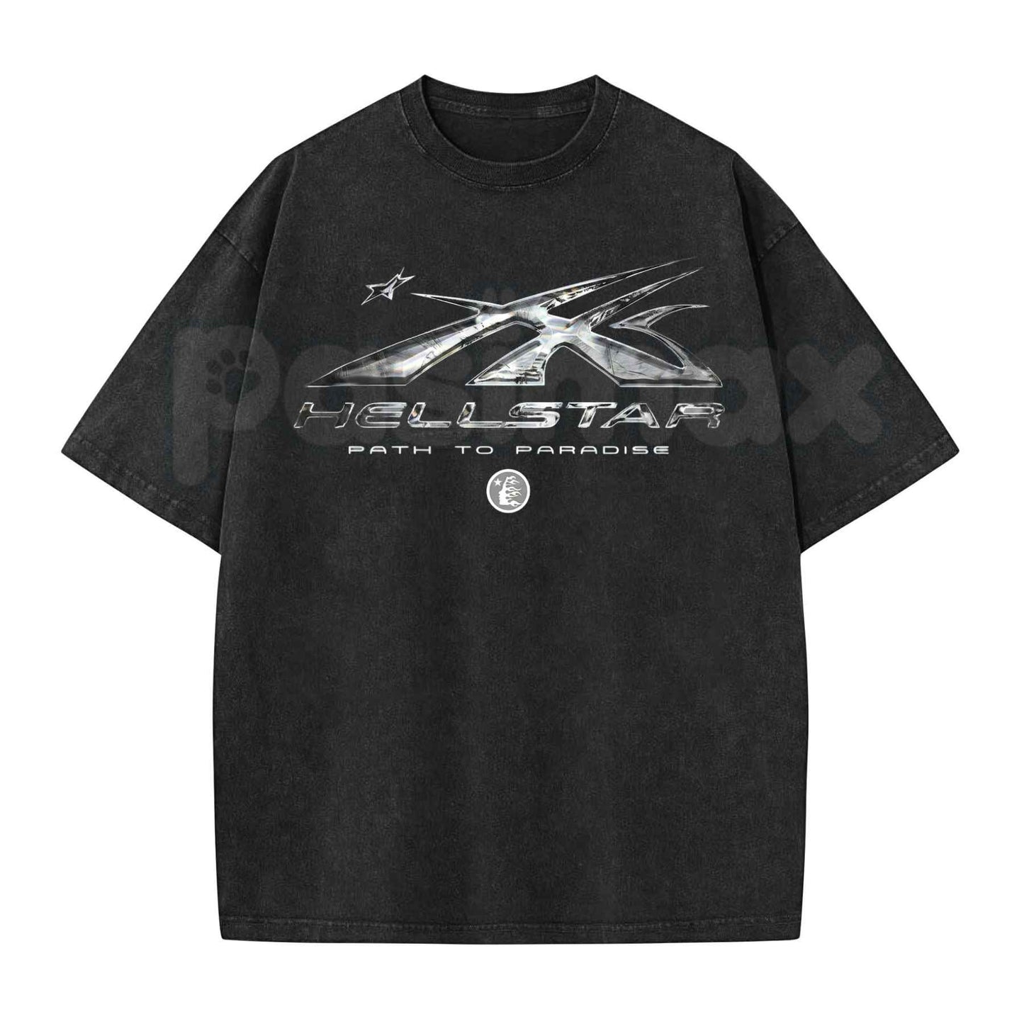 Hellstar Washed T-Shirt – Retro Oversized Heavyweight Cotton Graphic Tee, Vintage Mineral Faded Hip-Hop Streetwear Unisex Top