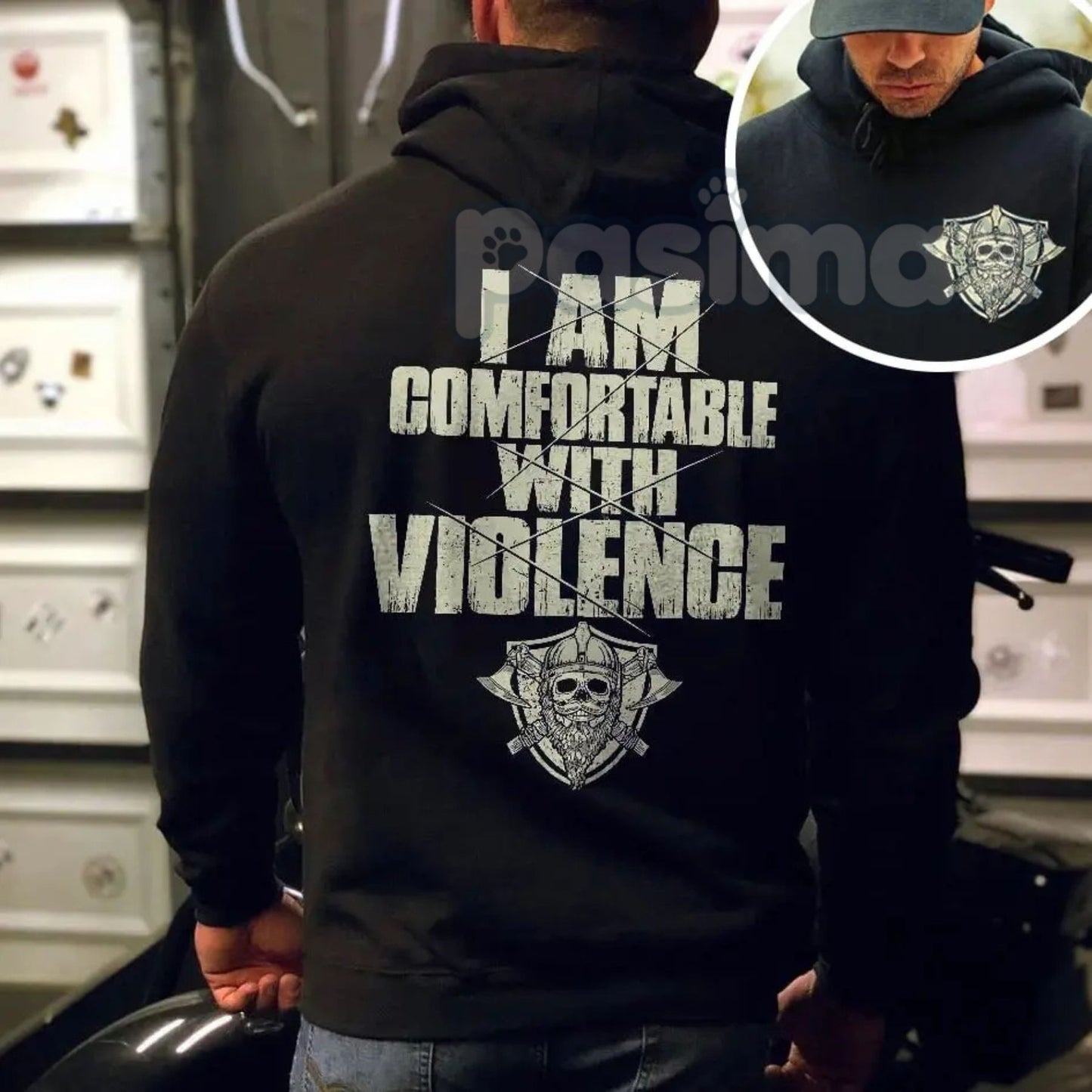 "I Am Comfortable With Violence" 2-Side Hoodie – Bold Statement Pullover, Edgy & Unapologetic Attitude Apparel, Unisex