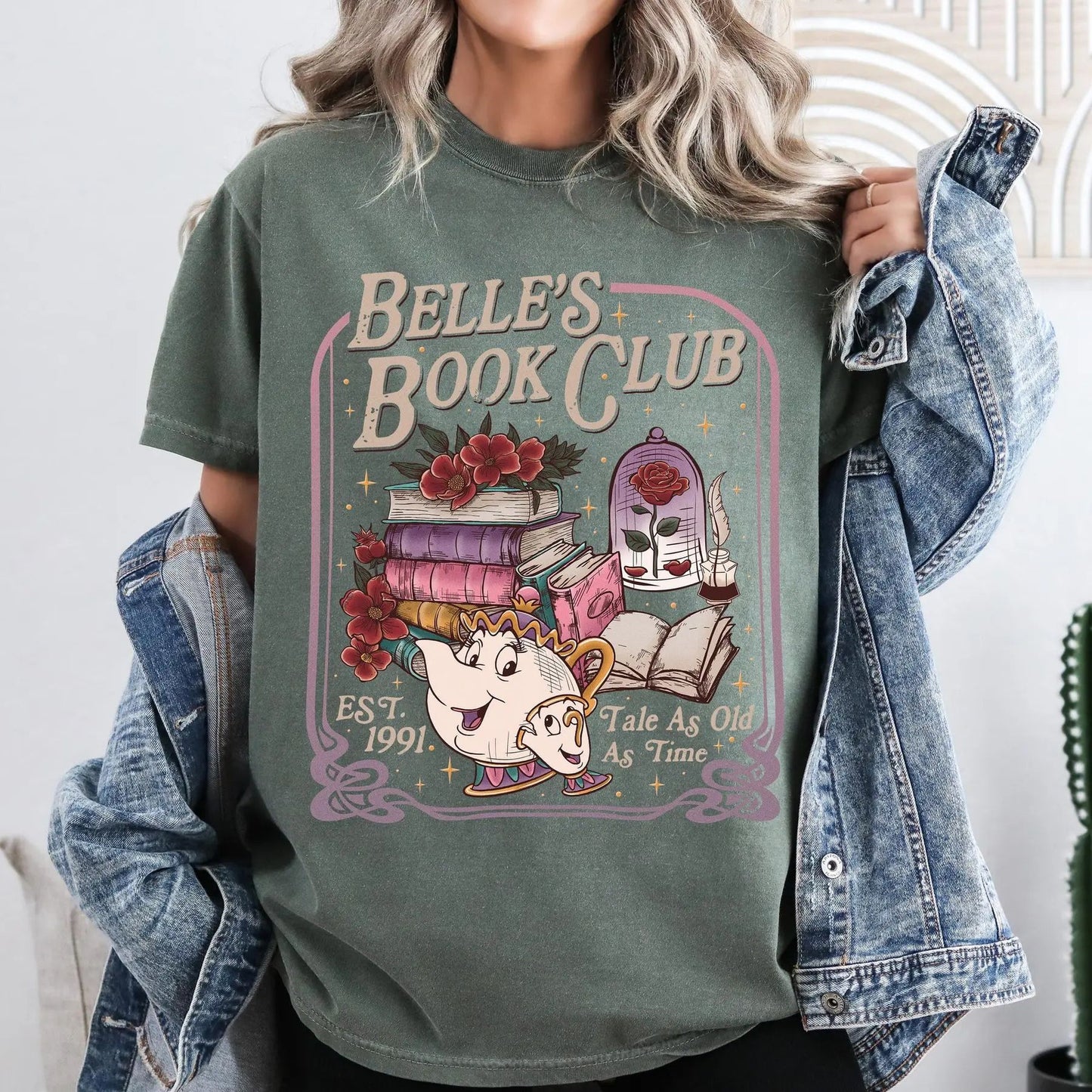 Belle's Book Club T-Shirt – 'Tale As Old As Time' Book Cafe Tee, Belle Princess Book Lover Gift, Comfort Colors