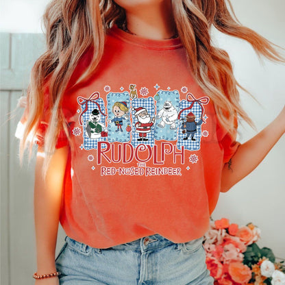 Comfort Colors® Rudolph The Red Nosed Reindeer T-Shirt – Retro Christmas Graphic Tee, Funny Holiday Unisex Top & Winter Gift for Her