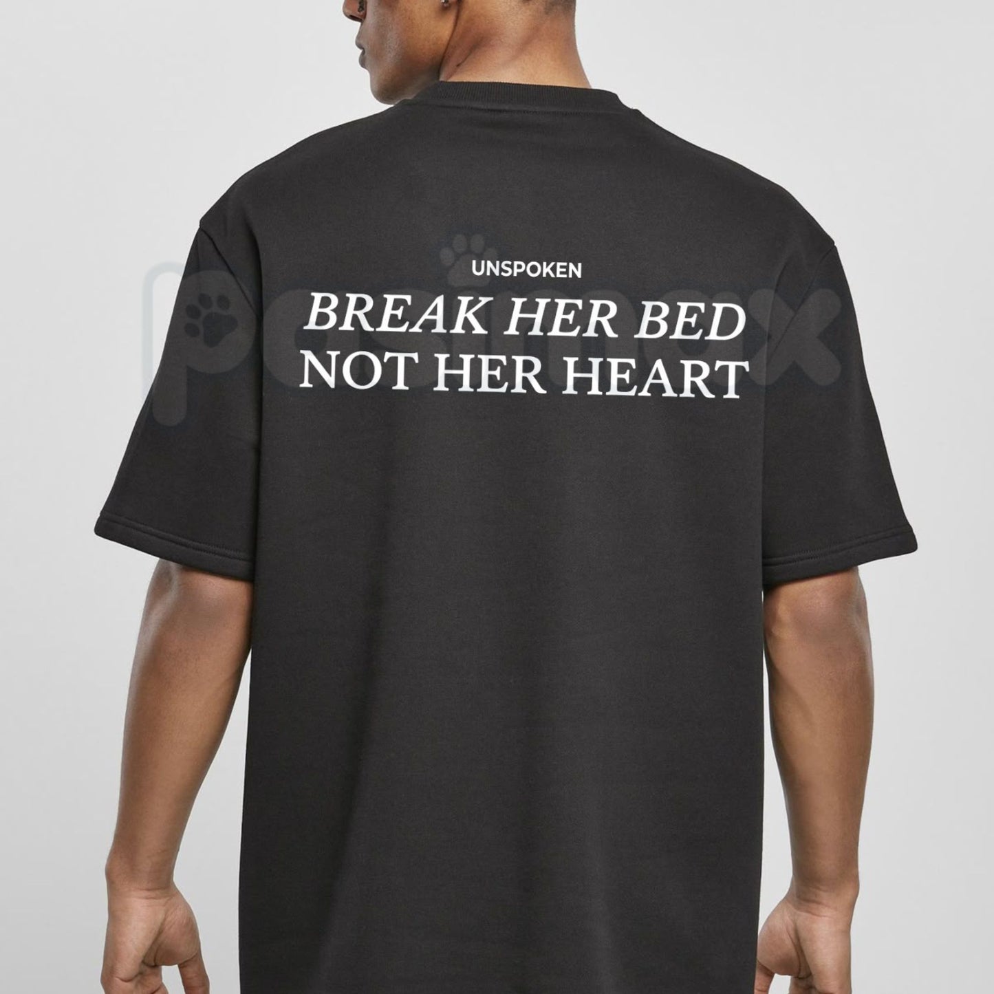 "Break Her Bed Not Her Heart" Funny Quote T-Shirt – Sarcastic Edgy Graphic Tee, Premium 100% Cotton Cheeky Relationship Top, Soft Lived-In Heavyweight Bold Statement Shirt, Made in USA