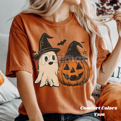 Comfort Colors® Cozy Floral Patchwork Ghost Shirt – Vintage Spooky Aesthetic Tee, Preppy Pumpkin Fall T-Shirt, Halloween Gift
