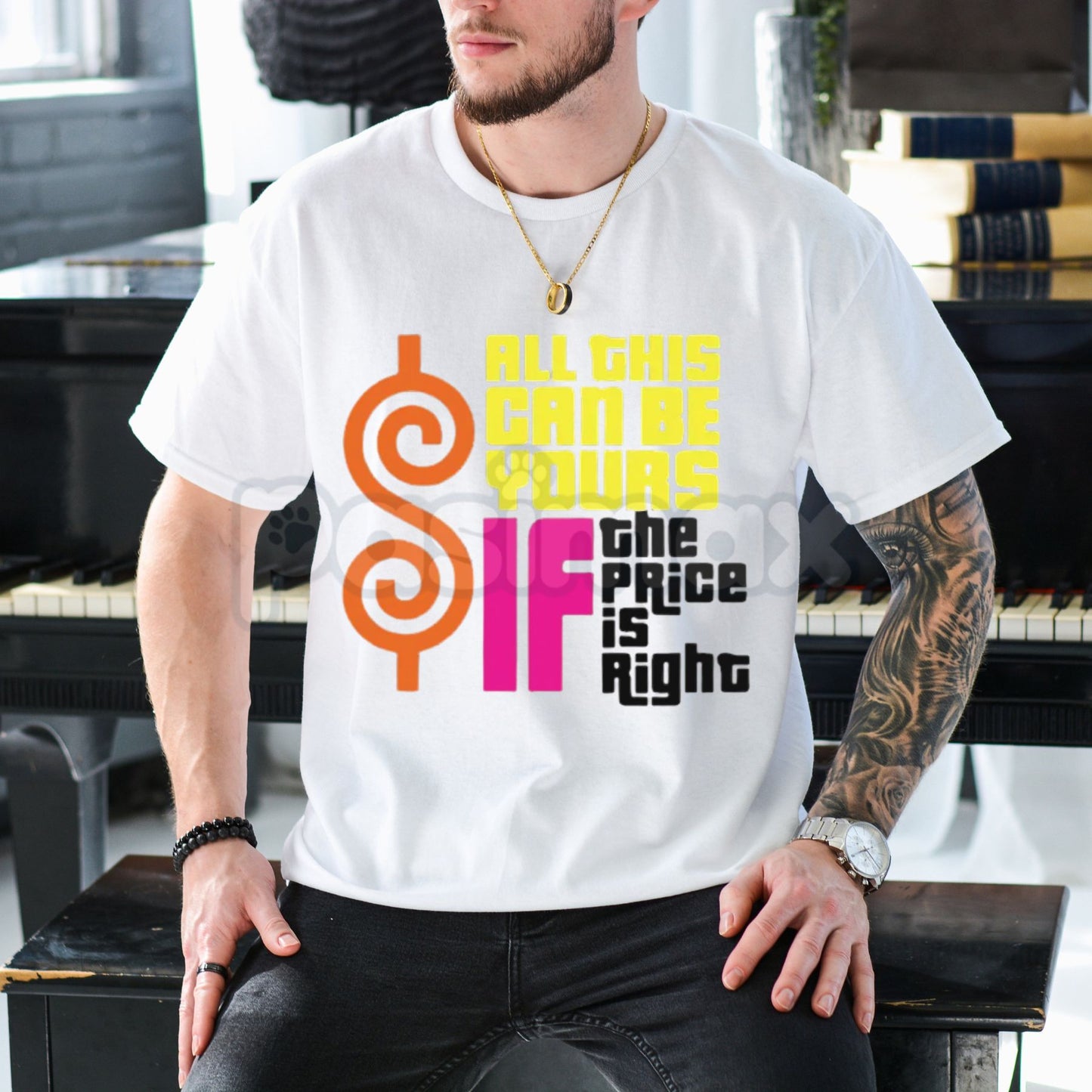 "All This Can Be Yours If The Price Is Right" Graphic T-Shirt – Funny Sarcastic Slogan Tee, Premium 100% Cotton High-Value Top, Soft Lived-In Heavyweight Playful Quote Shirt, Made in USA