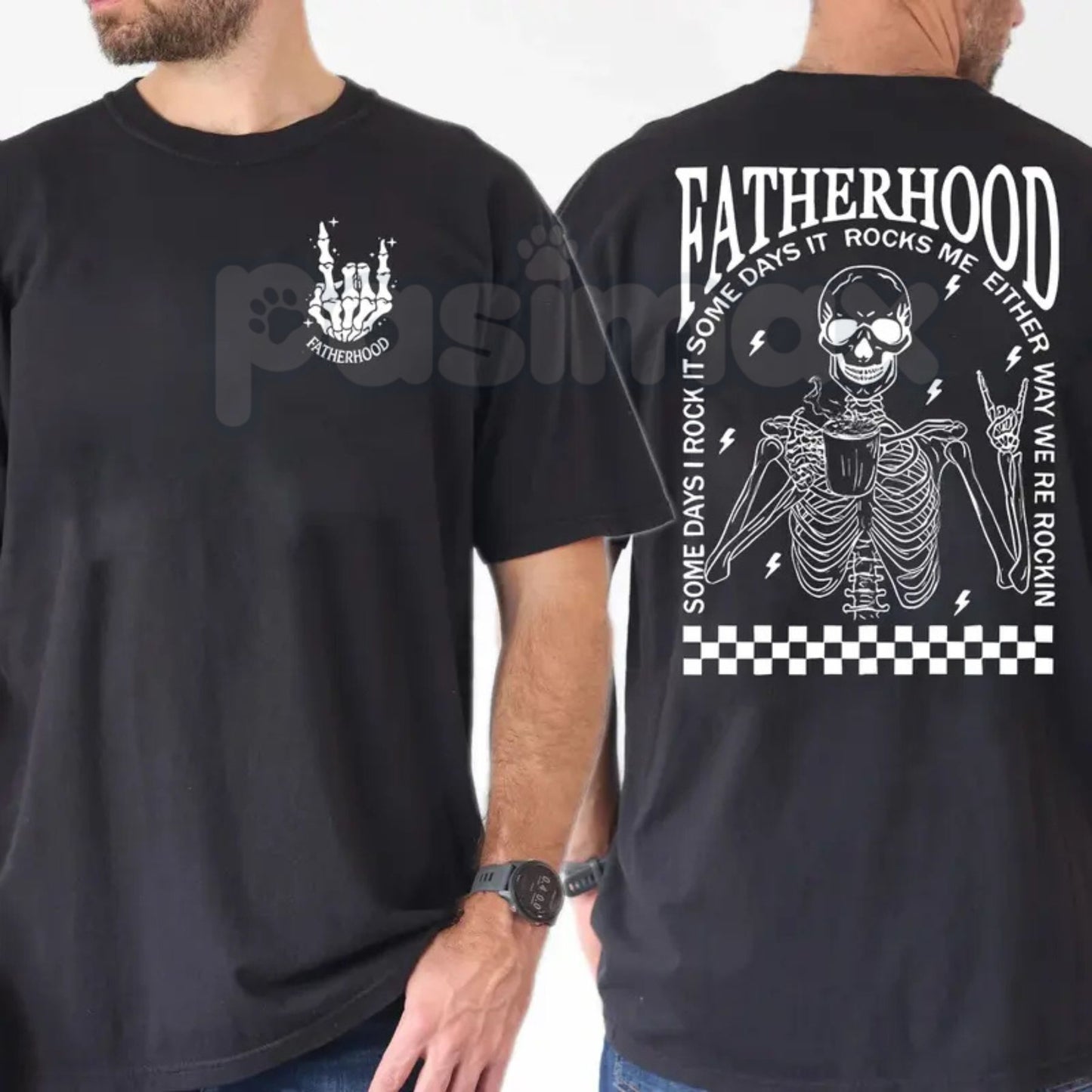 Comfort Colors® Fatherhood T-Shirt – Funny Skeleton Dad Graphic Tee, Retro First Time Dad Shirt, Cool Dad Club Top, Unique Father’s Day Gift for Husband