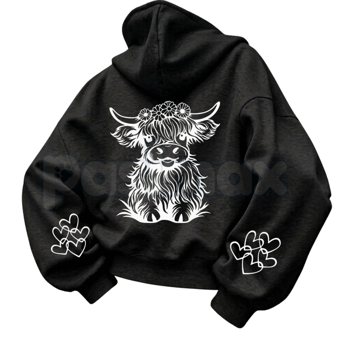 Cute Highland Cow Print Hoodie – Vintage Floral Western Graphic Pullover, Country Farmhouse Aesthetic Sweatshirt, Unisex Heavy Blend