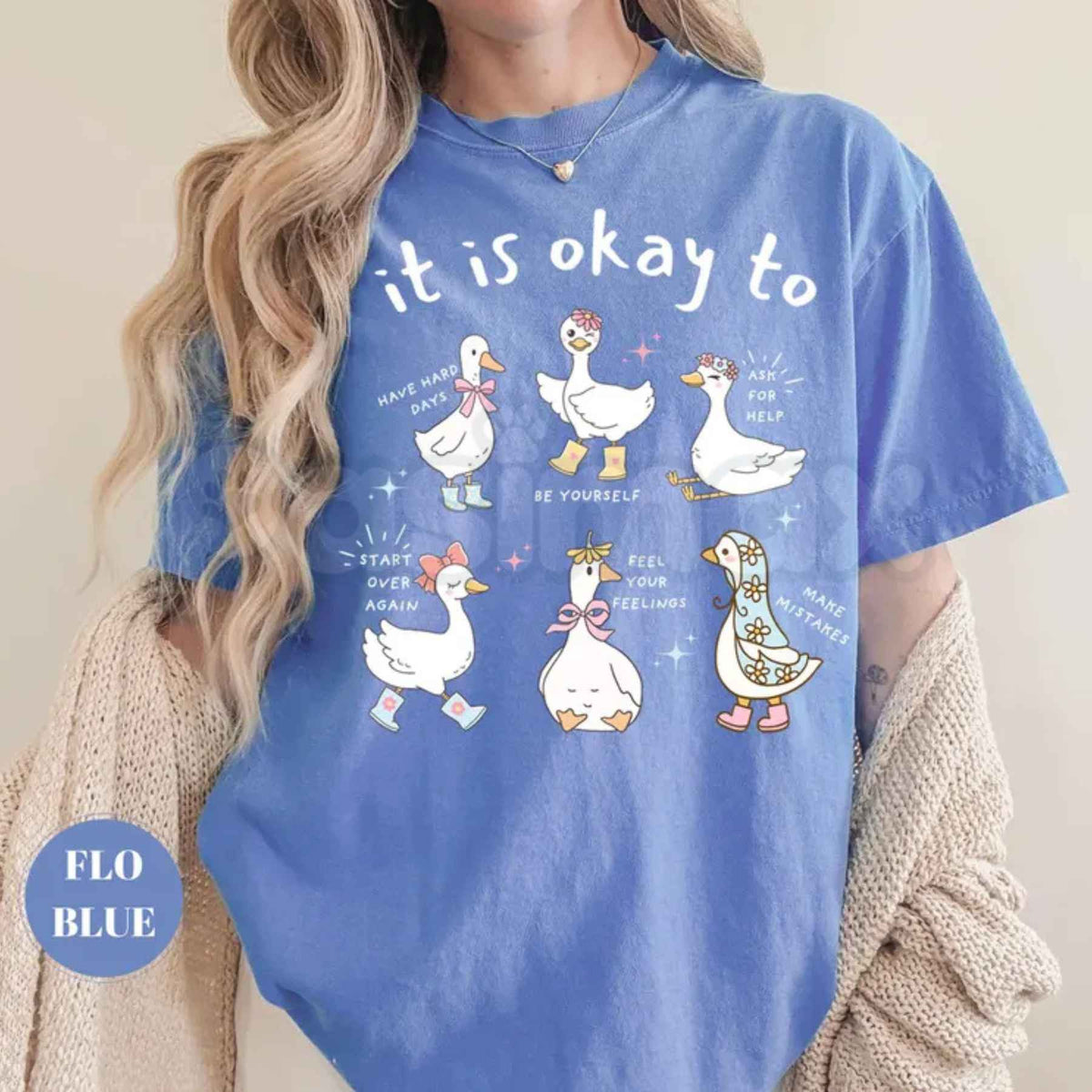 Comfort Colors® Mental Health Goose T-Shirt – Cute Motivational Duck Graphic Tee, Positive Affirmation Self-Care Unisex Top