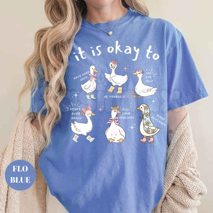 Comfort Colors® Mental Health Goose T-Shirt – Cute Motivational Duck Graphic Tee, Positive Affirmation Self-Care Unisex Top