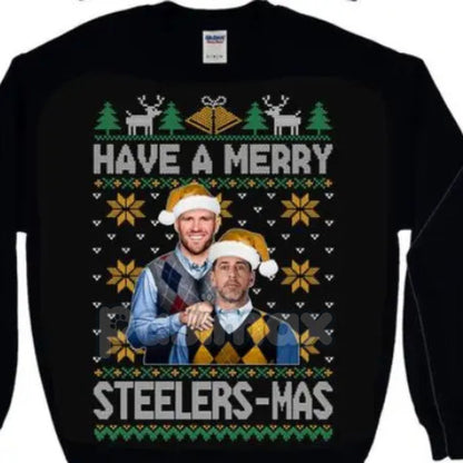 Vintage Christmas All Team Football Step Brothers Crewneck – Funny Holiday Movie Sweatshirt (Black)