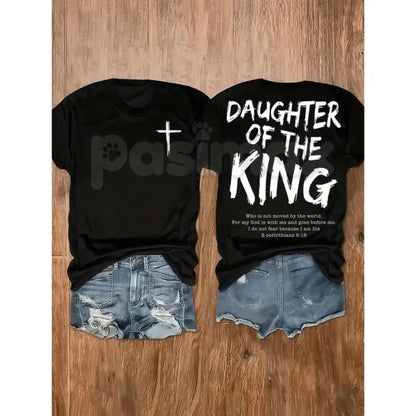 "Daughter of the King" Women's Christian T-Shirt - Inspirational Faith-Based Graphic Tee, Premium 100% Cotton Religious Gift for Her, Minimalist Scripture-Inspired Crown Top, Empowering Grace-Filled Apparel, Soft Lived-In Christian Streetwear