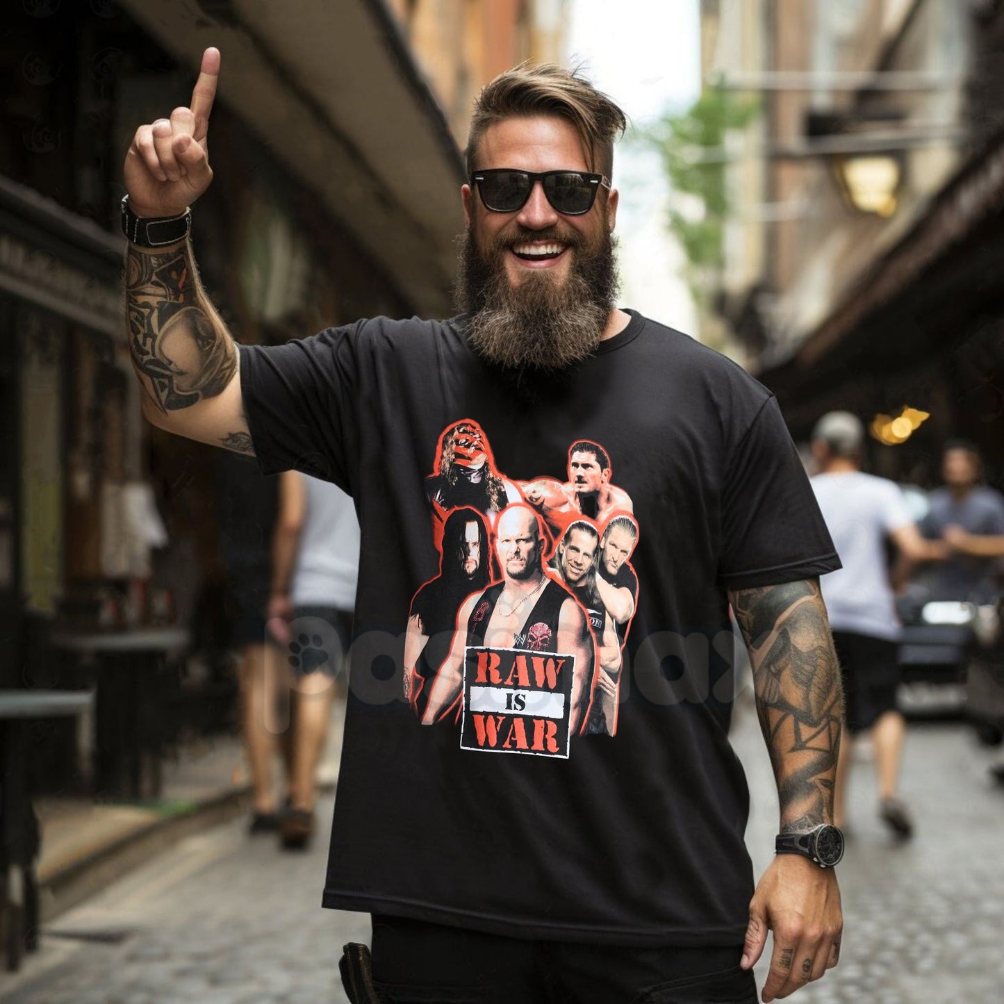 WWE Raw Is War Graphic T-Shirt - Vintage Attitude Era Wrestling Tee, Men's and Big Men's Retro WWE Shirt, Classic Monday Night Raw Fan Apparel