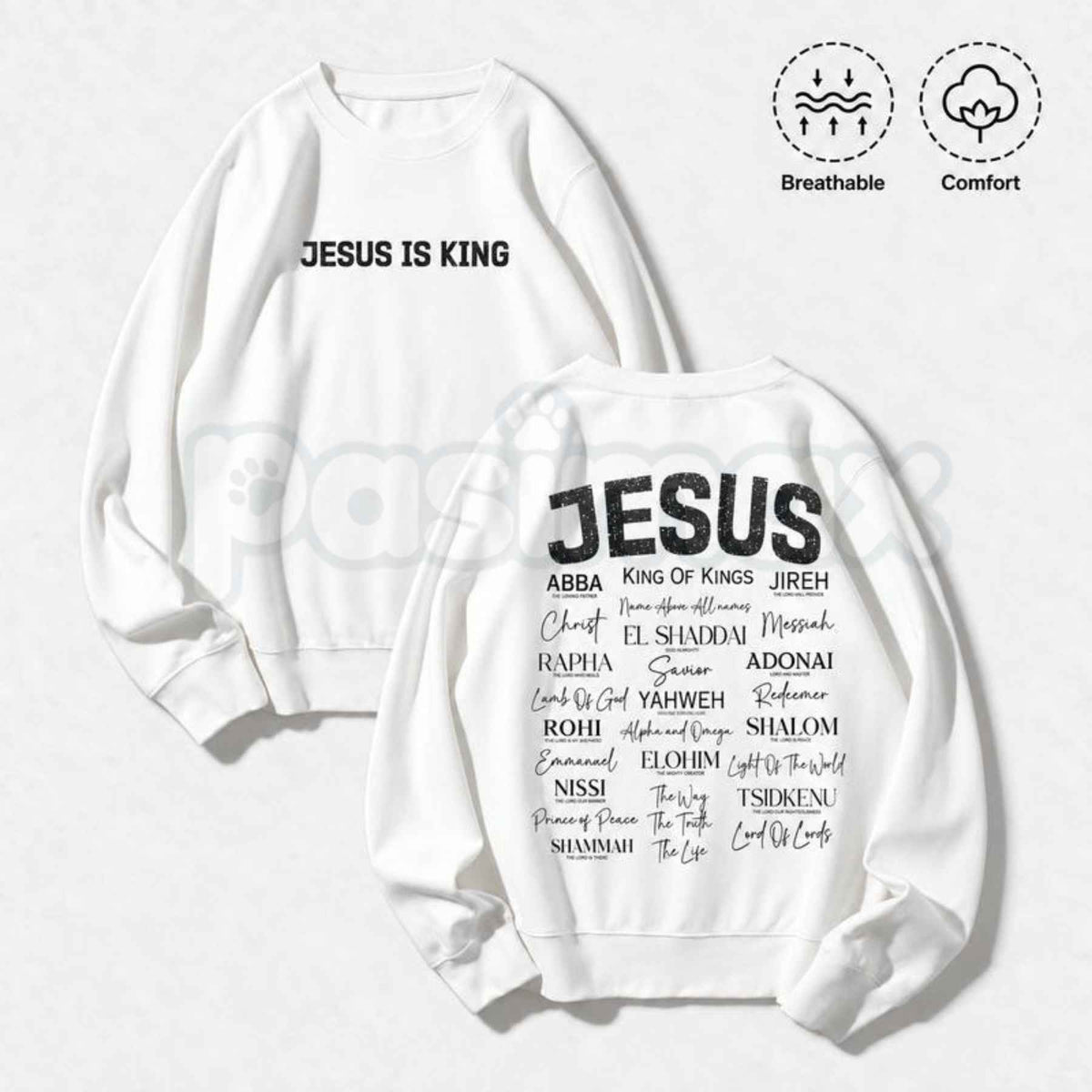 Jesus Is King Faith Crewneck Sweatshirt | Vintage Christian Graphic Top