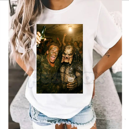 PREDATOR Printed Design Unisex T-Shirt - Iconic Sci-Fi Movie Graphic Tee, Classic 80s Action Film Apparel, Jungle Hunter Nostalgia Gift