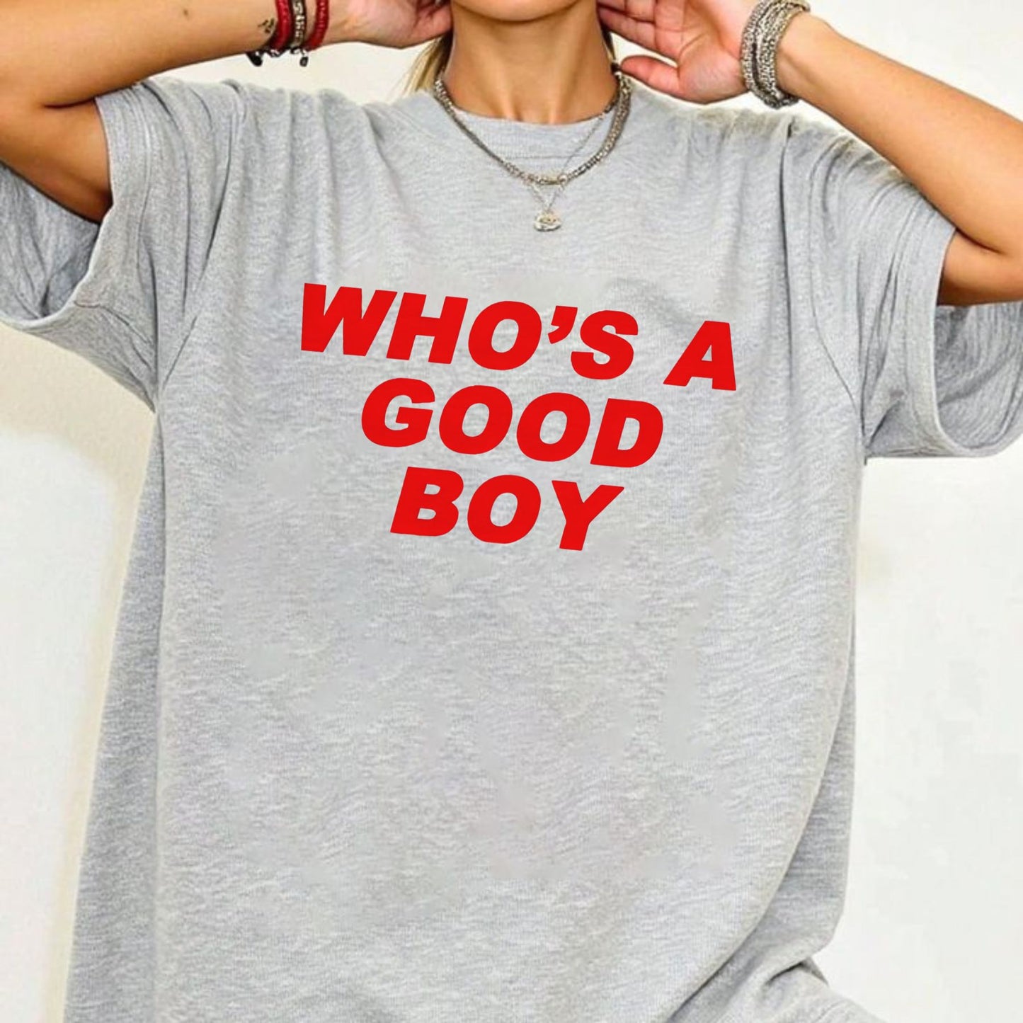 "Who's A Good Boy" Nostalgic T-Shirt - Cute Y2K Preppy Apparel, Short Sleeve Top