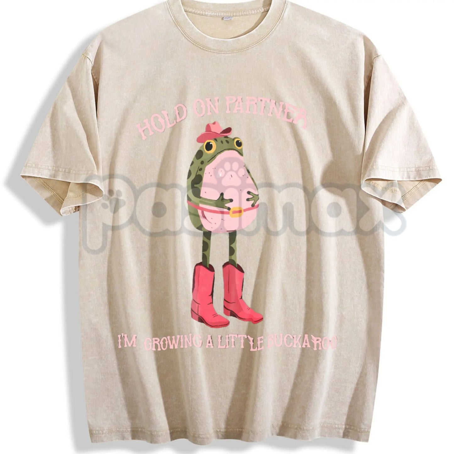 Hold On Partner I'm Growing A Little Buckaroo T-Shirt – Cowboy Baby Western Pregnancy Announcement, Lightweight Retro Cotton Graphic Tee