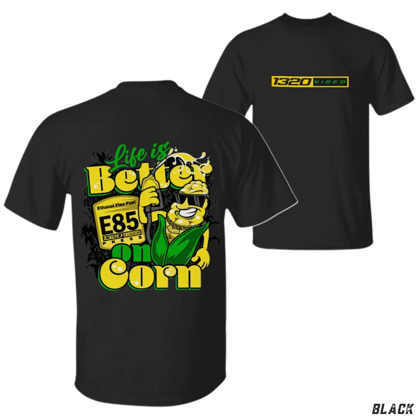 1320 Video "Corn Fuel" T-Shirt - Fun E85 Ethanol Graphic Tee, Street Racing Apparel