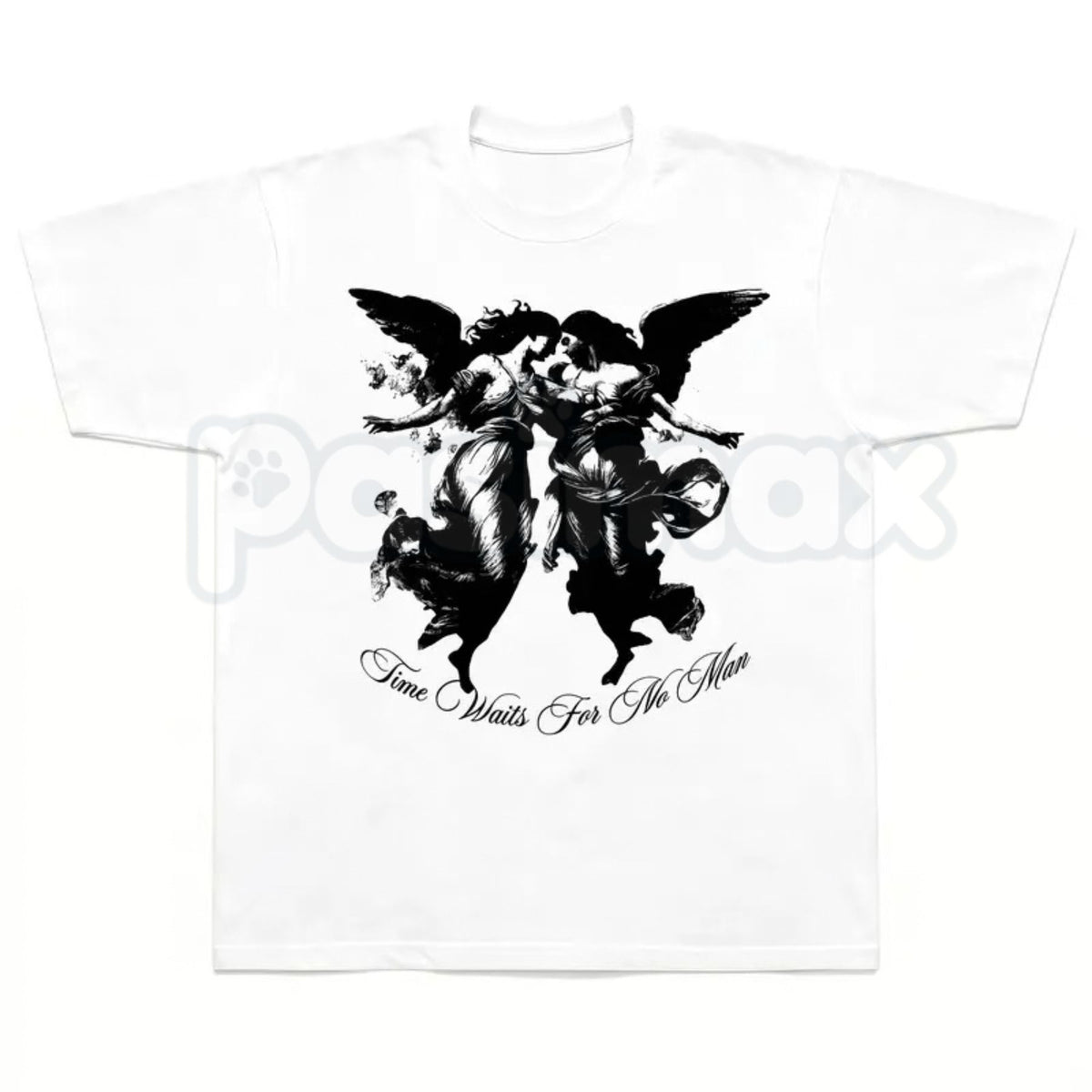 Vintage Dark Angel Time Waits For No Man T-Shirt – Gothic Grim Reaper Graphic Tee