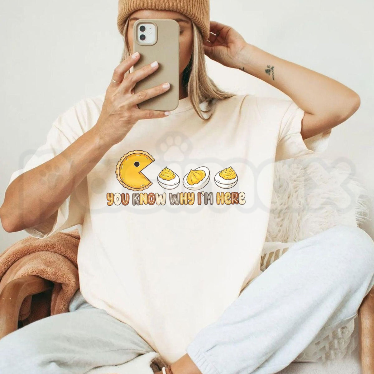 Comfort Colors® You Know Why I'm Here Deviled Eggs T-Shirt – Funny Thanksgiving Graphic Tee, Sarcastic Foodie Unisex Top & Gift