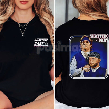 New York Giants Cam Skattebo #26 T-Shirt - Jaxson Dart Rookie Hype Tee, Big Blue Dual-Threat Duo Apparel, Quality Cotton Football Shirt