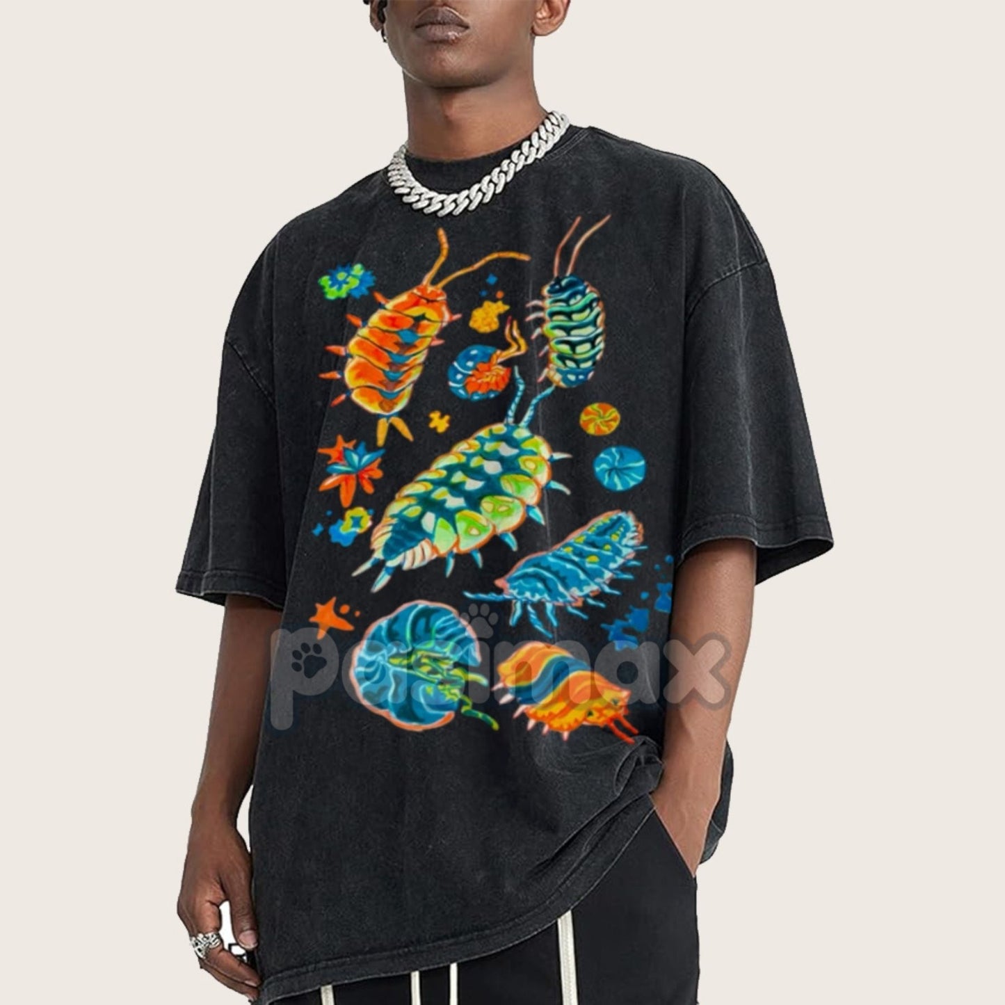 Colorful Insects Unisex Vintage Washed Shirt – Full-Color Graphic Tee, For Men & Women