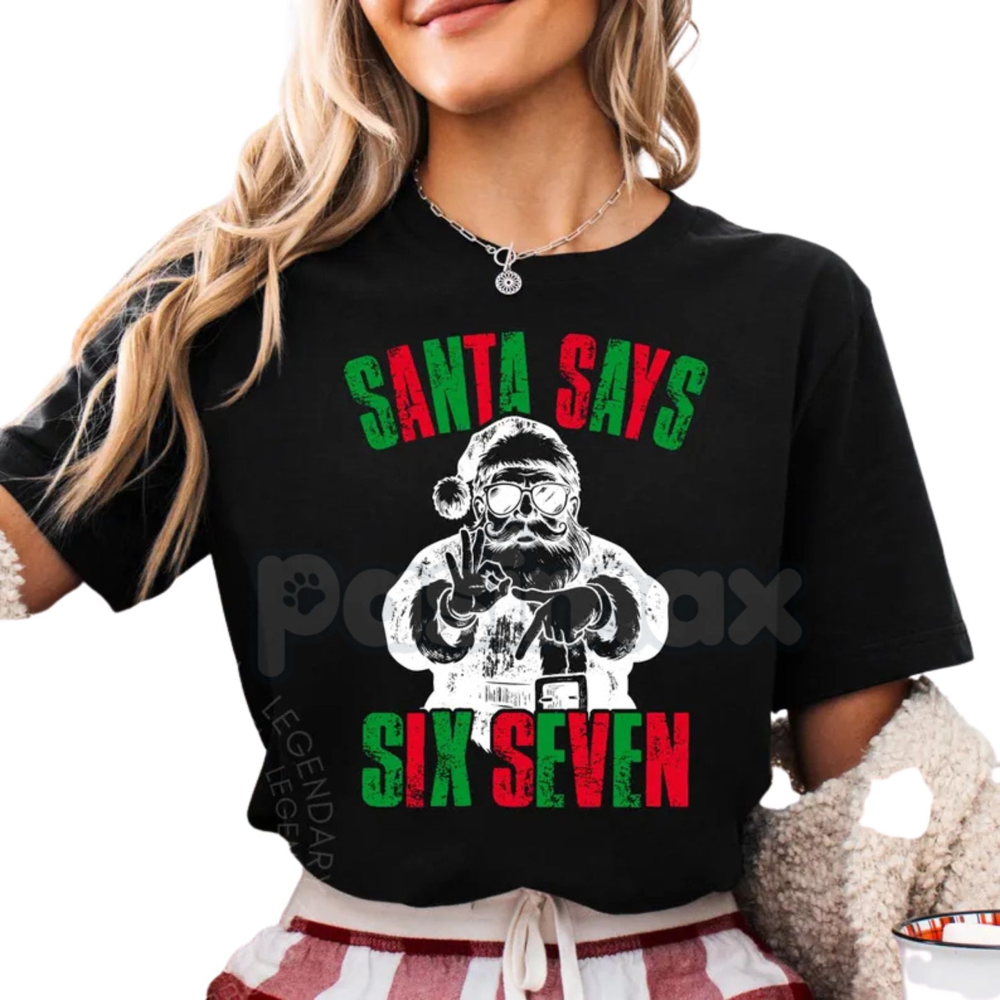 Santa Six Seven Viral Slogan T-Shirt - 67 Christmas Chaos Tee, Anti-Ugly Sweater Holiday Humor, Trending Meme Gift