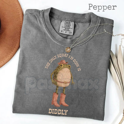 Comfort Colors® The Only Squat I’m Doin’ Is Diddly T-Shirt – Funny Sarcastic Gym Shirt, Anti-Workout Graphic Tee, Relatable Lazy Girl Fitness Top