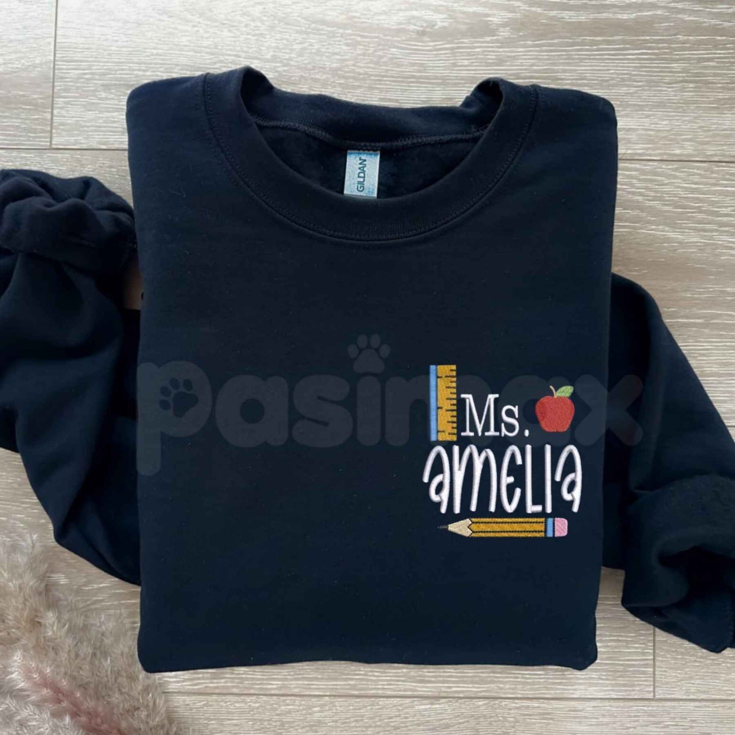 Personalized Teacher Sweatshirt – Custom Embroidered Name Crewneck