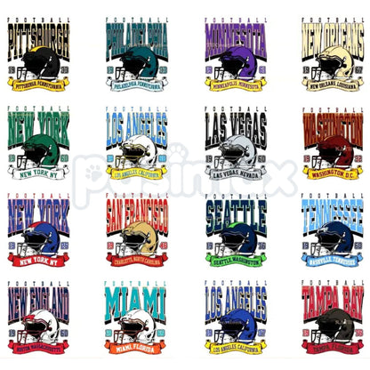 Football Team Print Washed T-Shirt – Vintage Sportswear Graphic Tee, Heavy Cotton Game Day Apparel