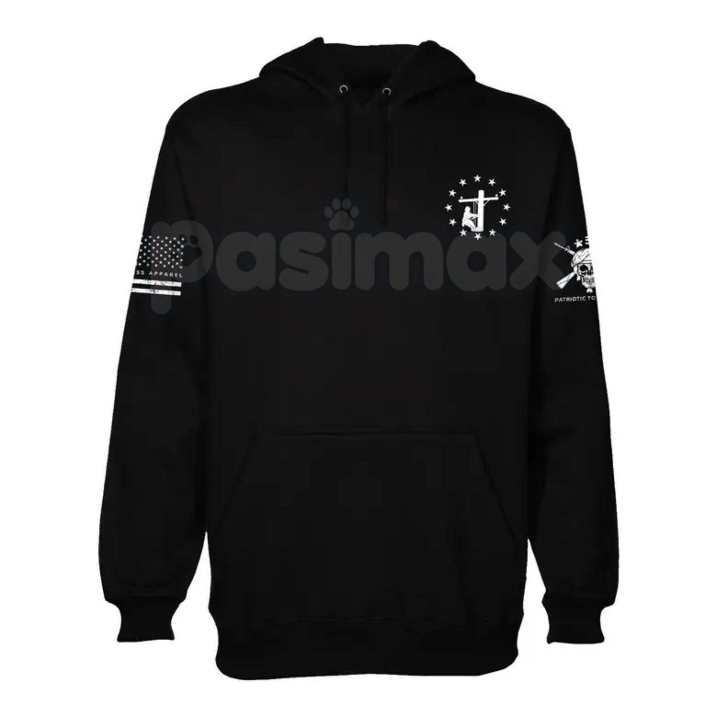 Patriotic American Flag Lineman Hoodie – USA Flag Work Pullover, Electric Lineworker Trade Apparel, Unisex