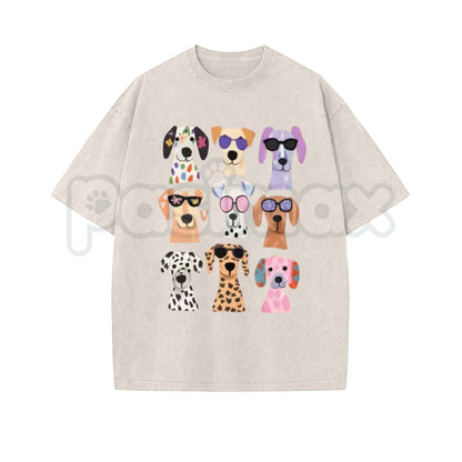 Cute Funny Dog Graphic T-Shirt – Adorable Goofy Canine Retro Cartoon Meme Tee, Vintage Washed Lightweight Cotton Unisex Top