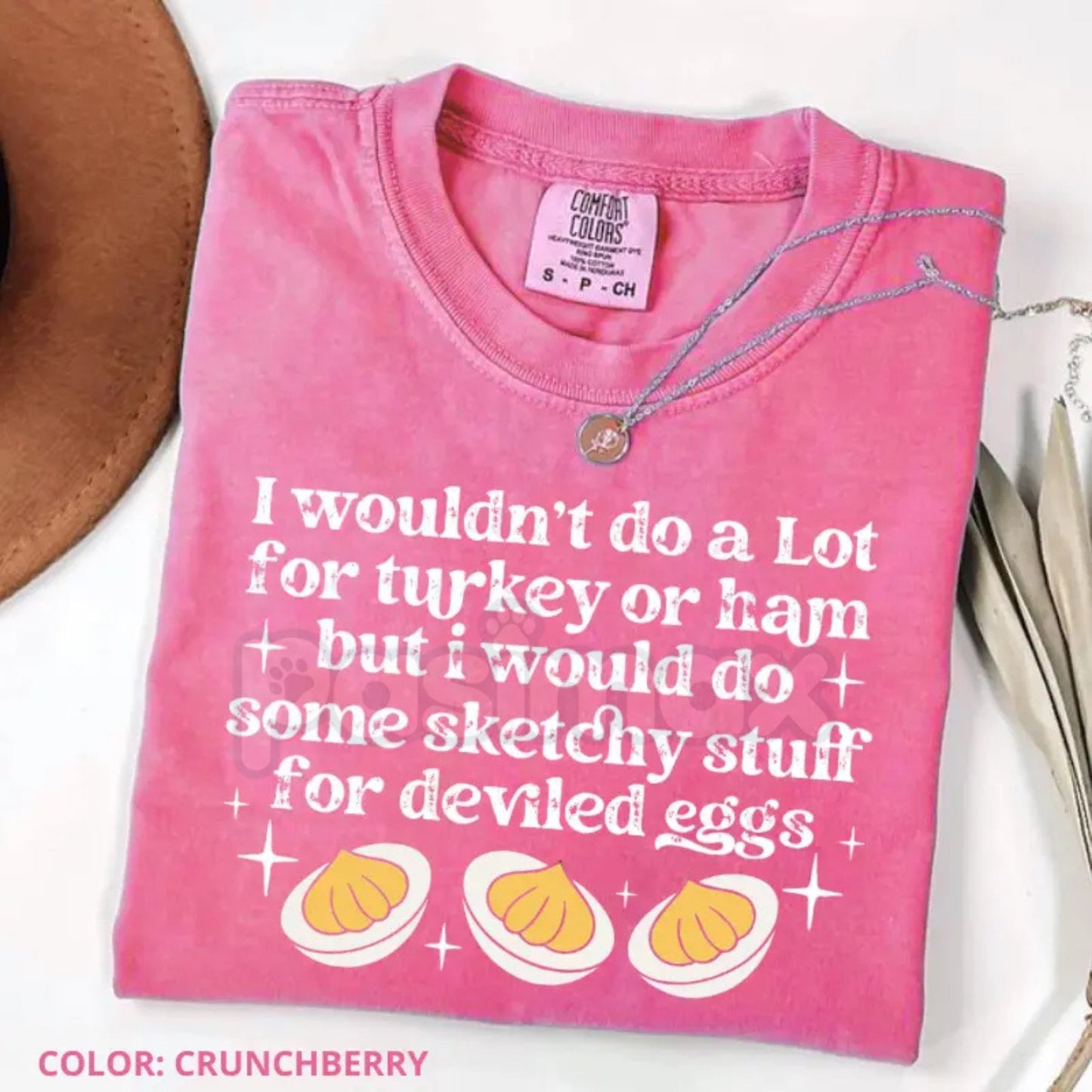 'I'd Do Sketchy Things for Deviled Eggs' Comfort Colors® T-Shirt – Funny Thanksgiving Foodie Humor Tee, Fall Holiday Gift