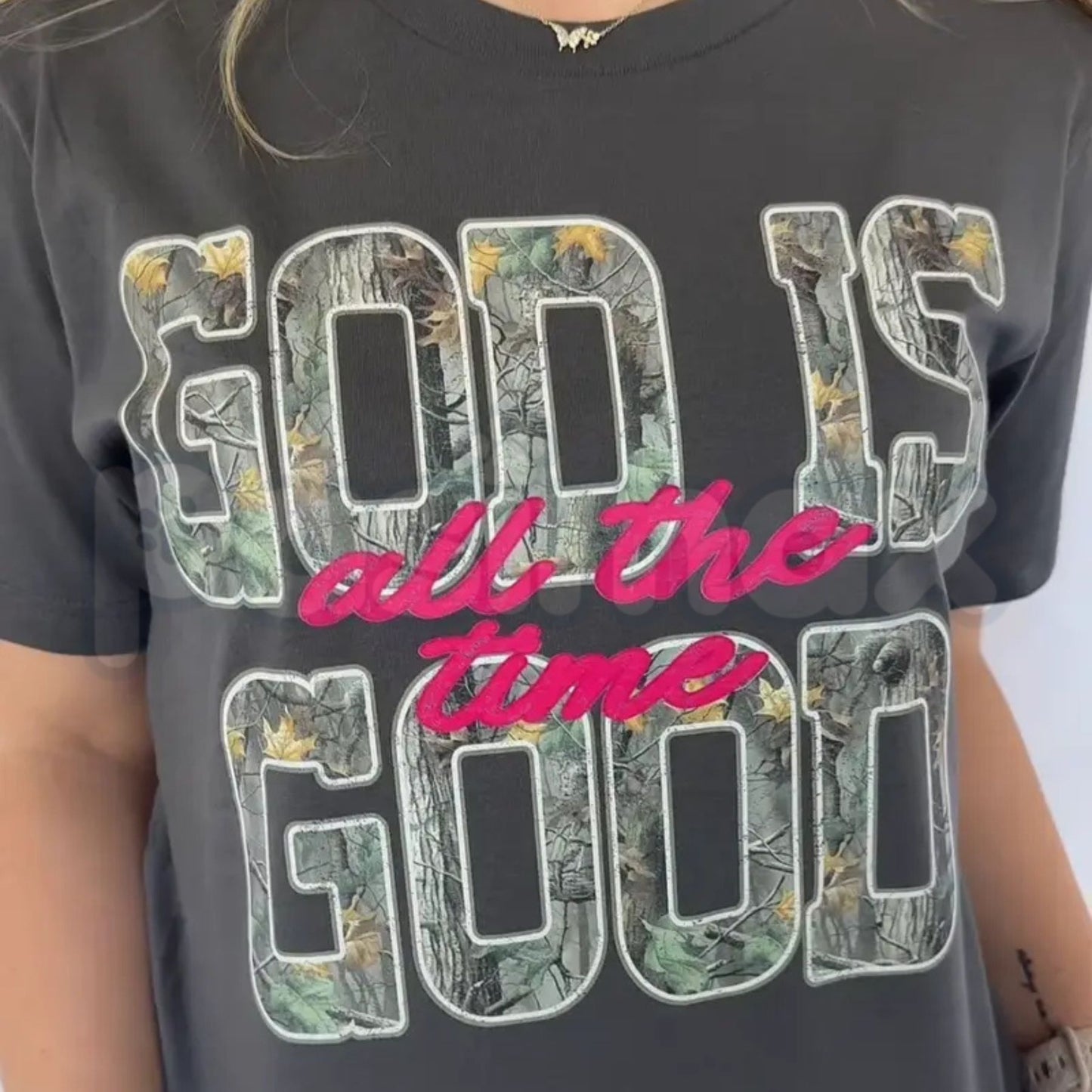 Comfort Colors® "God Is Good" Camo T-Shirt – Aesthetic Christian Faith Tee, Trendy Camouflage Religious Shirt, Vintage Spiritual Streetwear Top