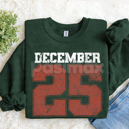 Retro December 25th Christmas Sweatshirt – Vintage Holiday Clothing Crewneck for Women