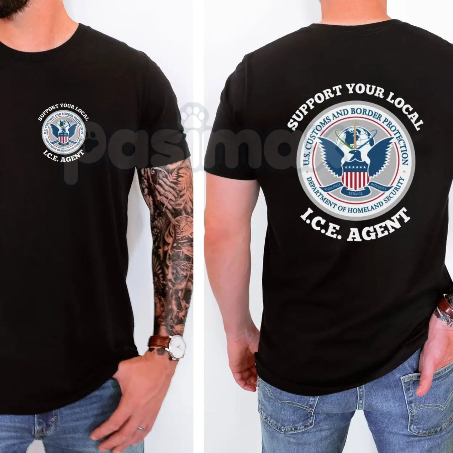 "Support Your Local ICE Agent" Professional Tee - Federal Law Enforcement Solidarity Shirt, Border Security Support Graphic Top, Premium Heavyweight Unisex 100% Cotton Tee, Patriotic Honor Our Agents Apparel, Durable Duty-Inspired Statement Shirt