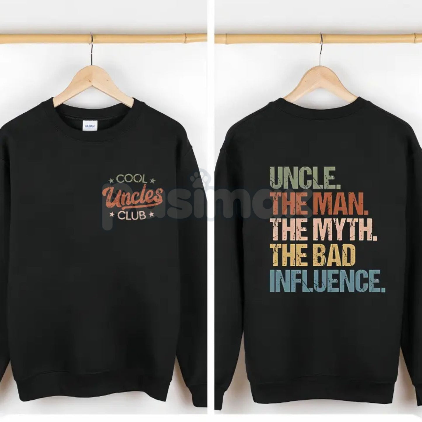Cool Uncles Club: "The Man Myth Bad Influence" Double Sides Shirt – Funny Graphic Tee, Sweatshirt & Hoodie