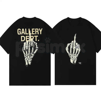GALLERY DEPT. Classic Letter Slogan Skull Hand T-Shirt – Edgy High-Street Unisex Cotton Graphic Tee