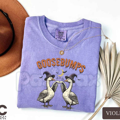 Comfort Colors® Goose Bumps Halloween T-Shirt – Funny Spooky Season Graphic Tee, Retro Literary Pun Unisex Top & Gift