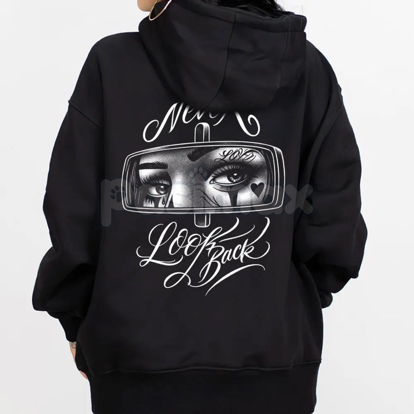 Never and Look Art Chicano Hoodie | Lowrider Cholo Gangster Streetwear | Men's Cotton Fabric