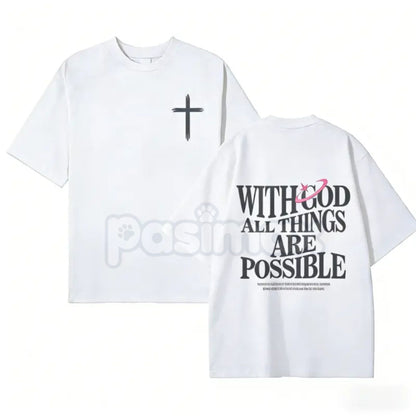 "With God All Things Are Possible" Men's Christian T-Shirt - Bible Verse Matthew 19:26 Graphic Tee, Premium 100% Cotton Scripture Top, Inspirational Religious Gift for Him, Faith-Based Men's Fashion, Soft Lived-In Christian Apparel