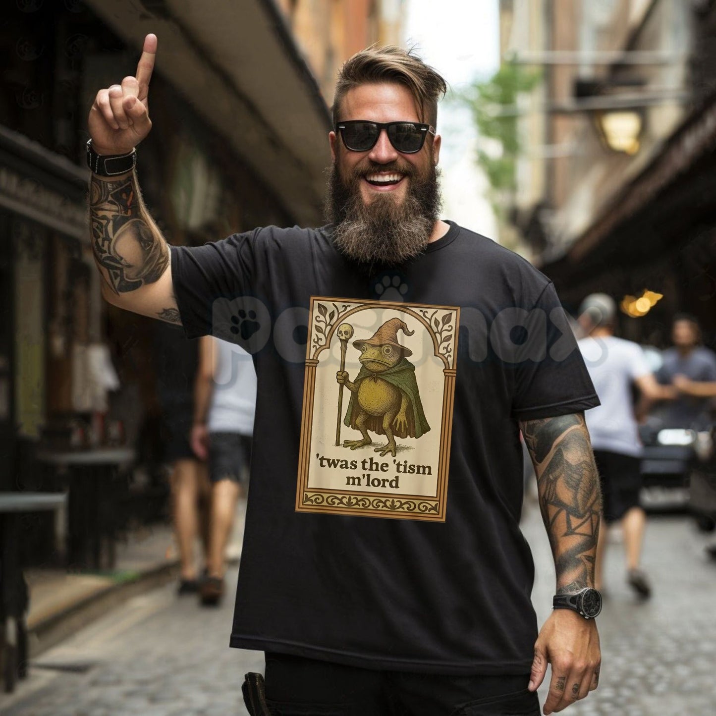 Funny Wizard Frog Autism Consciousness T-Shirt - Whimsical Neurodiversity Support Tee, Surreal Fantasy Awareness Apparel, Unique Frog Meme Gift