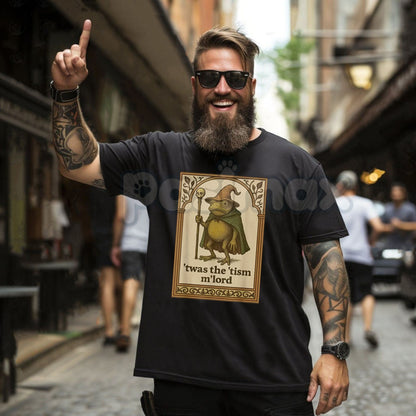 Funny Wizard Frog Autism Consciousness T-Shirt - Whimsical Neurodiversity Support Tee, Surreal Fantasy Awareness Apparel, Unique Frog Meme Gift