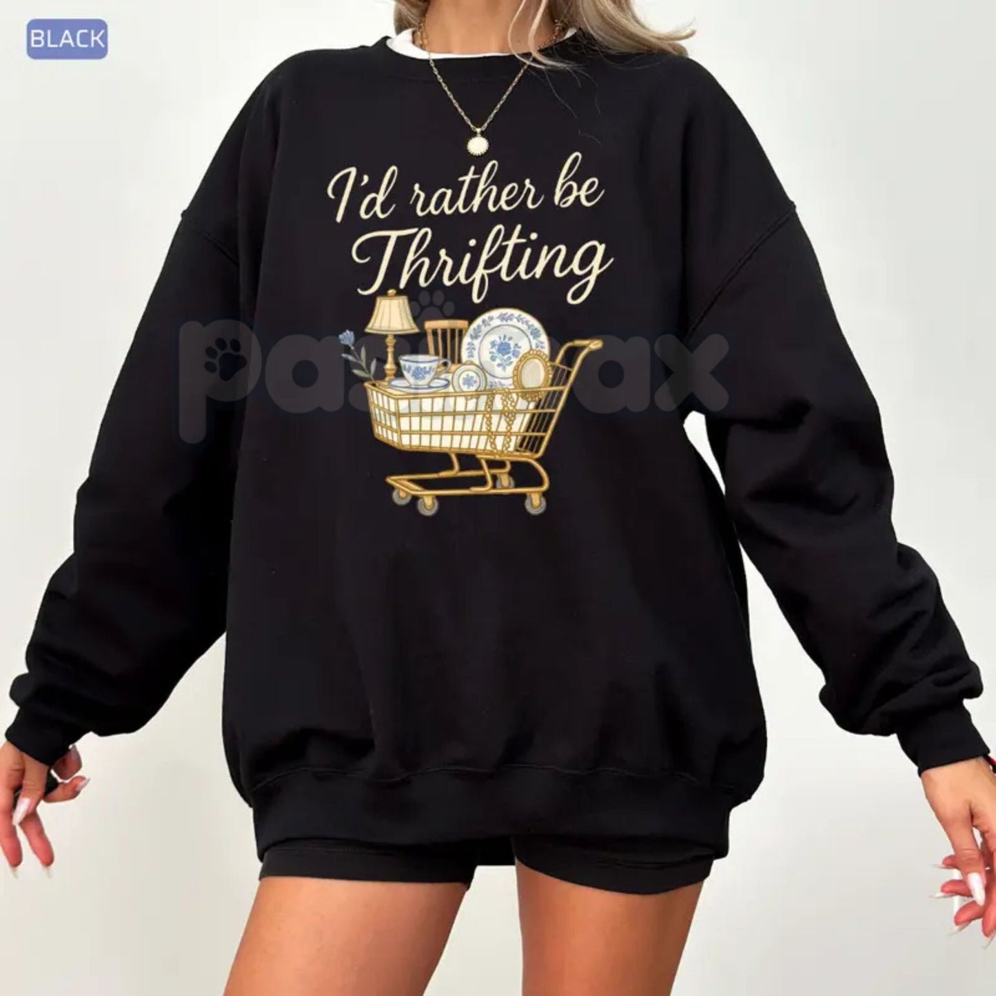 I’d Rather Be Thrifting Sweatshirt | Vintage Thrift Lover Graphic Shirt | Retro Reseller Crewneck | Aesthetic Thrifter Gift | Flea Market Lover Pullover | Sustainable Fashion Jumper