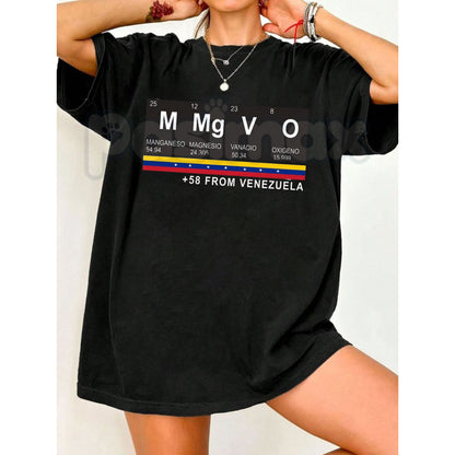 "Venezuela Periodic Table" Graphic T-Shirt – Venezuelan Pride +58 Code Tee, Premium 100% Cotton Latin Heritage Top, Soft Lived-In Heavyweight National Pride Shirt, Made in USA