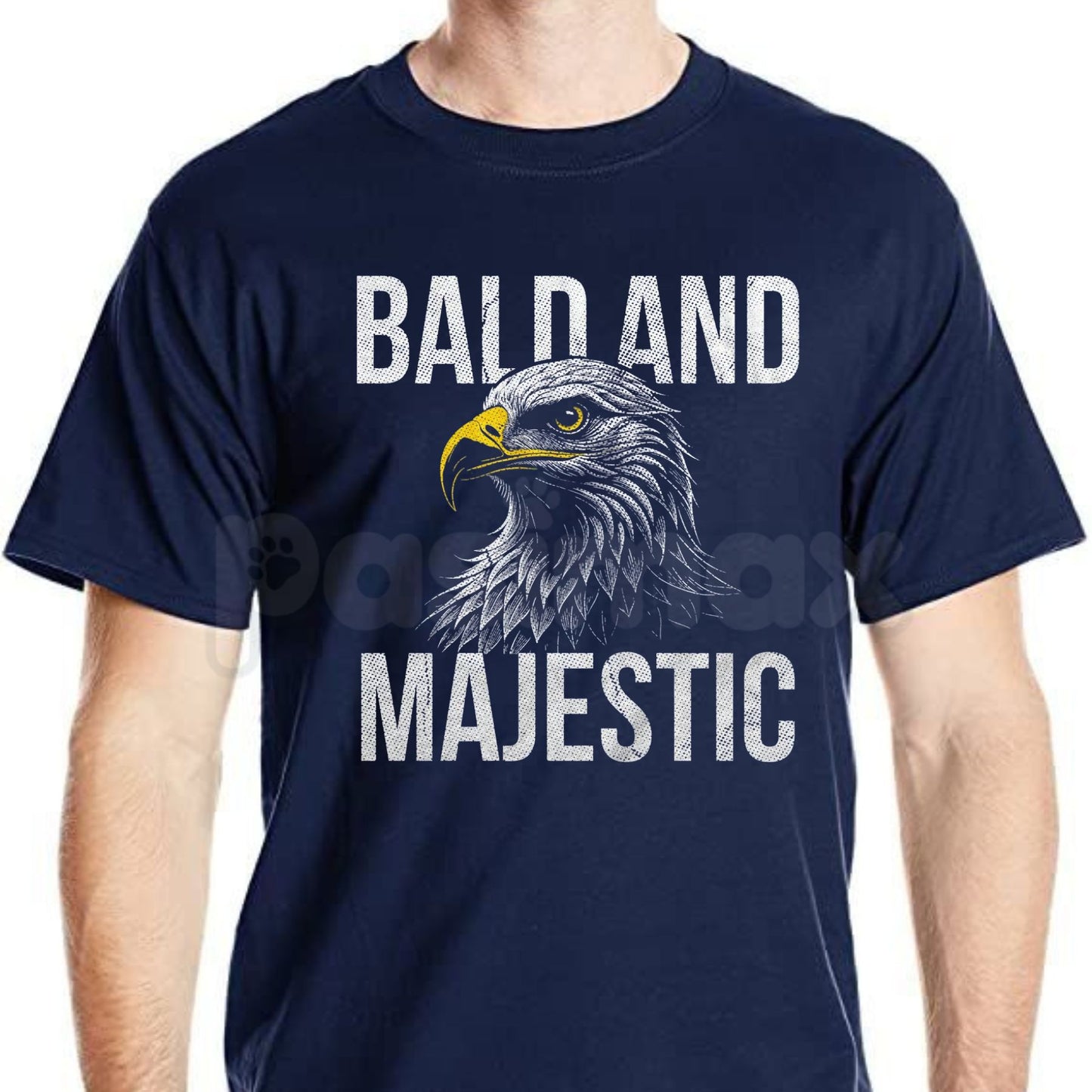 Funny "Bald and Majestic" T-Shirt – Sarcastic Eagle Bald Guy Novelty Graphic Tee